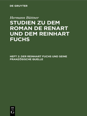 cover image of Der Reinhart Fuchs und seine französische Quelle